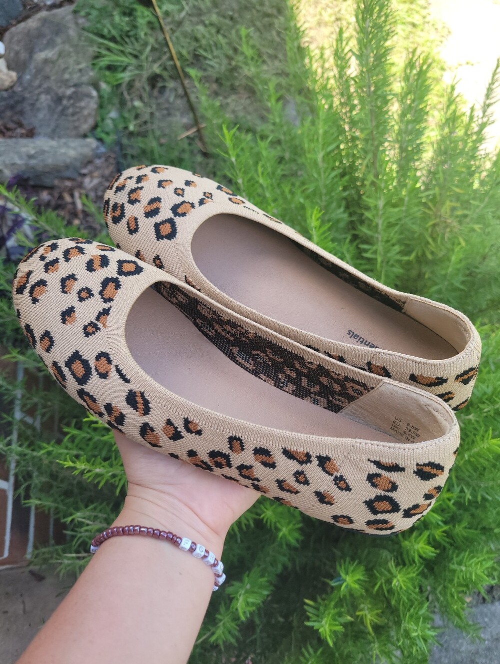 Leopard Knit Ballet Flats Wide
